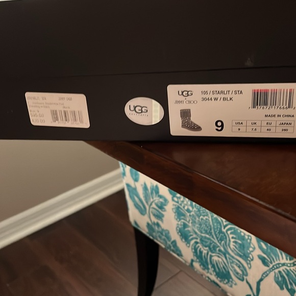 UGG & Jimmy Choo black fringe shearling star studded boots with original box - Picture 7 of 17